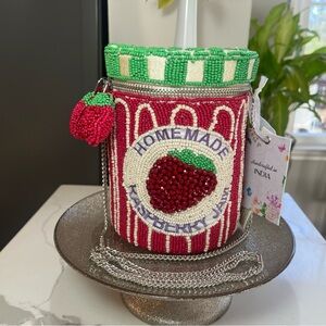 India Beaded Homemade Raspberry Jam Bag Purse Crossbody Viral NWT
